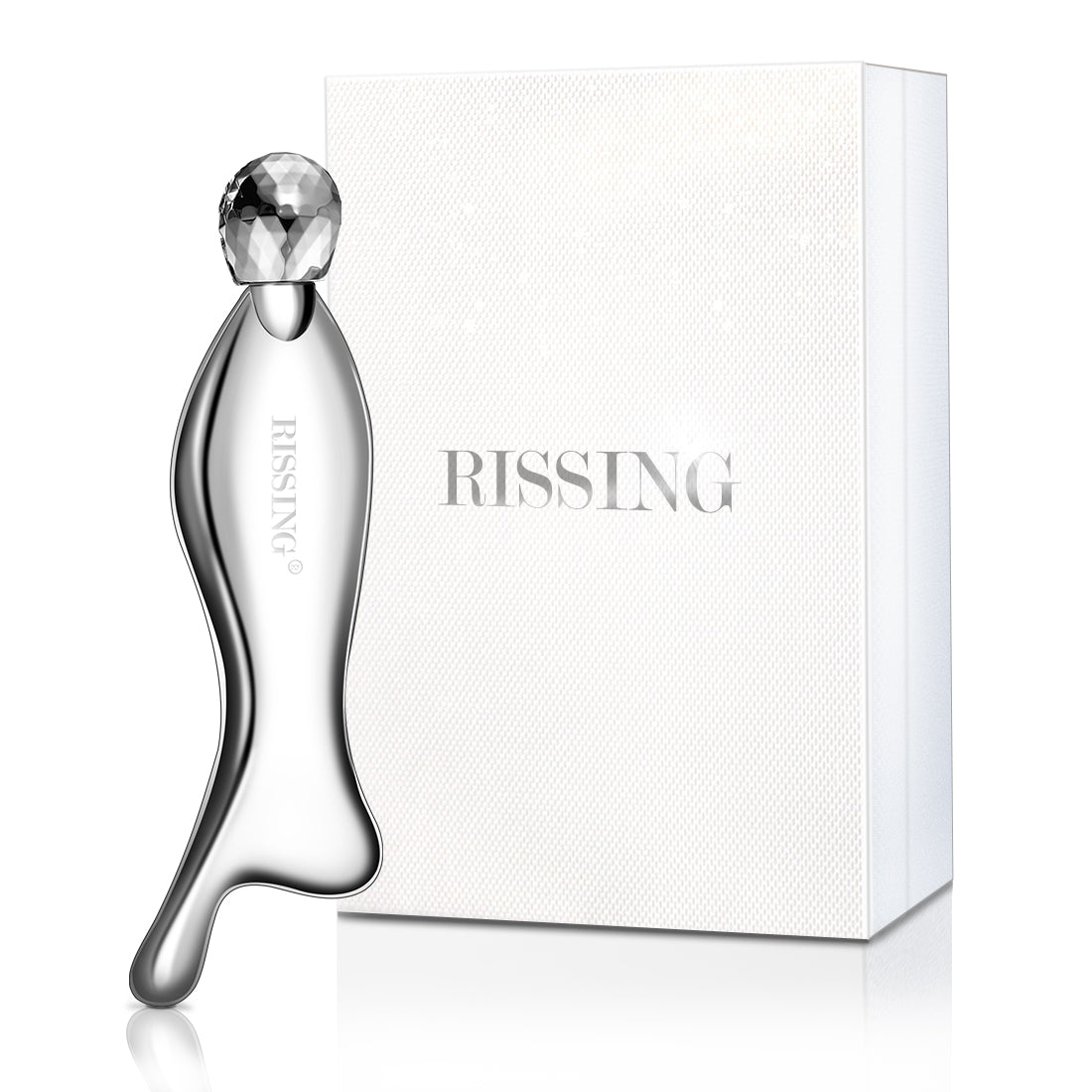 RISSING 4-in-1 Face Massager Set - Face Roller & Neck Massager, Stainless Steel Gua Sha Facial Tools - For Lymphatic Drainage, Cellulite Reduction, and Skin Tightening RI-AZ003